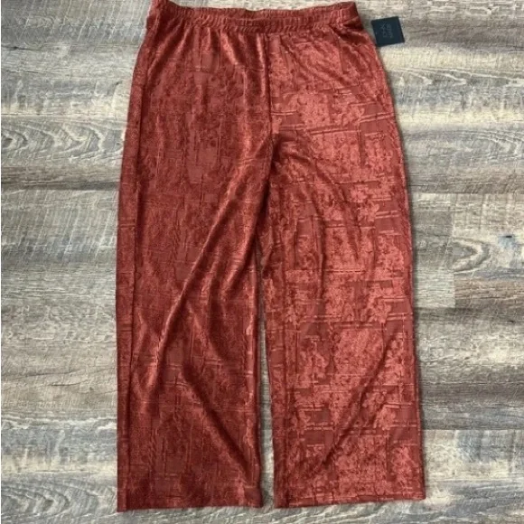 John Mark Urban Scene Pull On Wide Leg Pant Large Dark Spice Textured NWT - Picture 1 of 3
